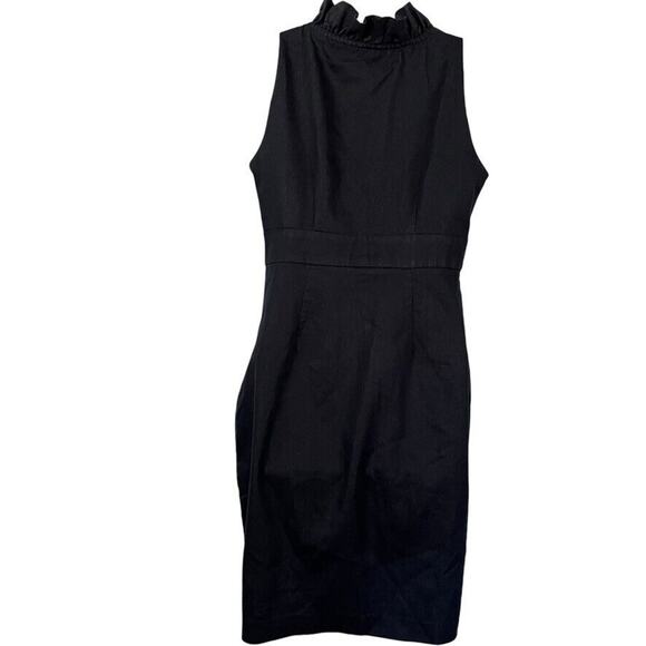 London Times Denim Cotton Stretch V-Neck Sheath Sleeveless Pleated Dress sz 8 - Picture 14 of 16